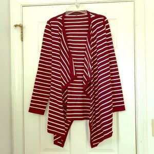 Staccato Striped Elbow Patch Cardigan